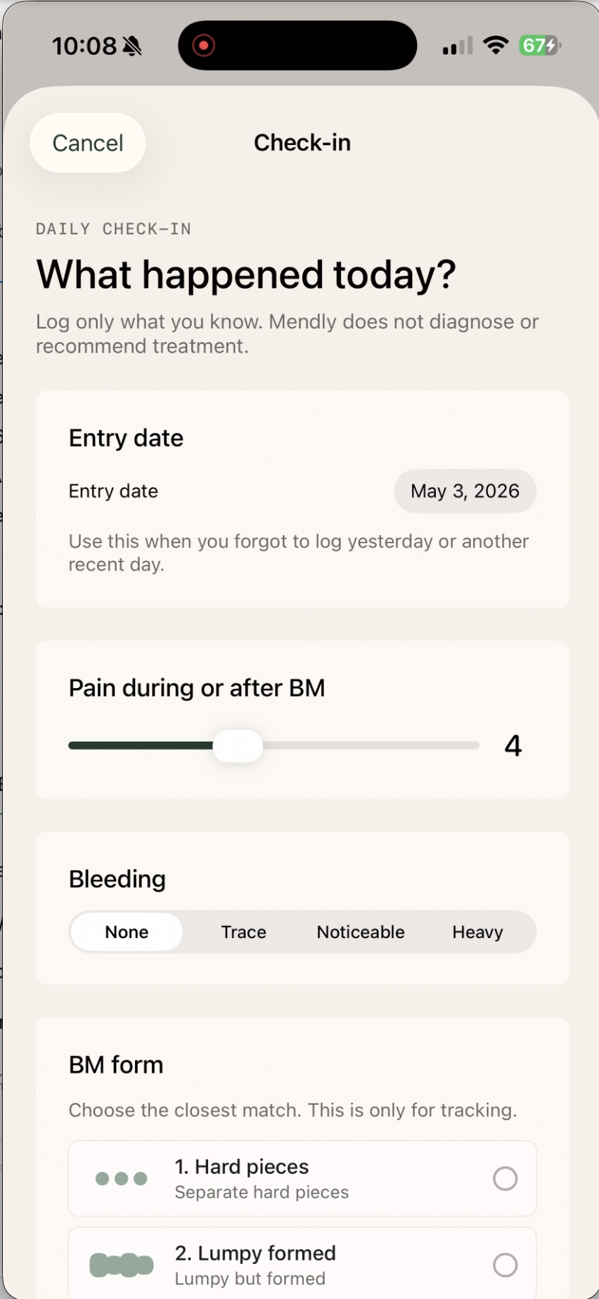 Lirava daily check-in screen